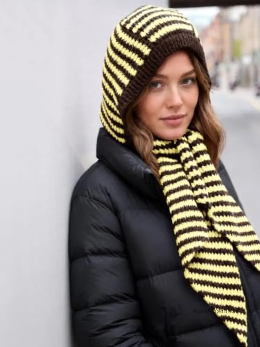 Chunky Knit Hooded Scarf Winter Neck Warmer Balaclava Style